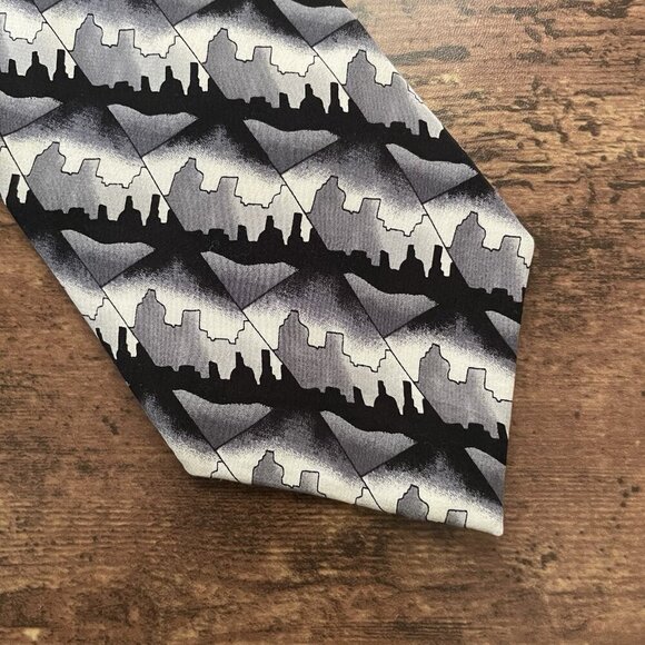 Vintage J Garcia Tie Gray Silk Dawn At The Ritz Carlton Collection 8 Necktie - Picture 3 of 7